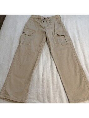 GUESS High Rise Cargo Jeans Women's Beige Denim Stretch - 31x30  (2284)